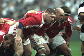 The British and Irish Lions scrum in South Africa - 1997