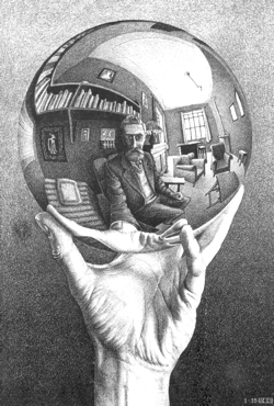 Hand with reflecting sphere - Maurits Cornelis Escher (1935). This is your only clue.